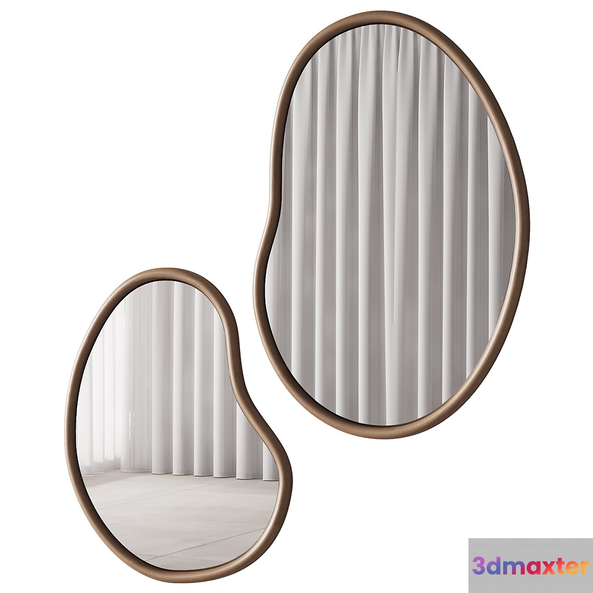 344 sculptural organic Dim Mindi wood Mirrors by tikamoon 3D Max
