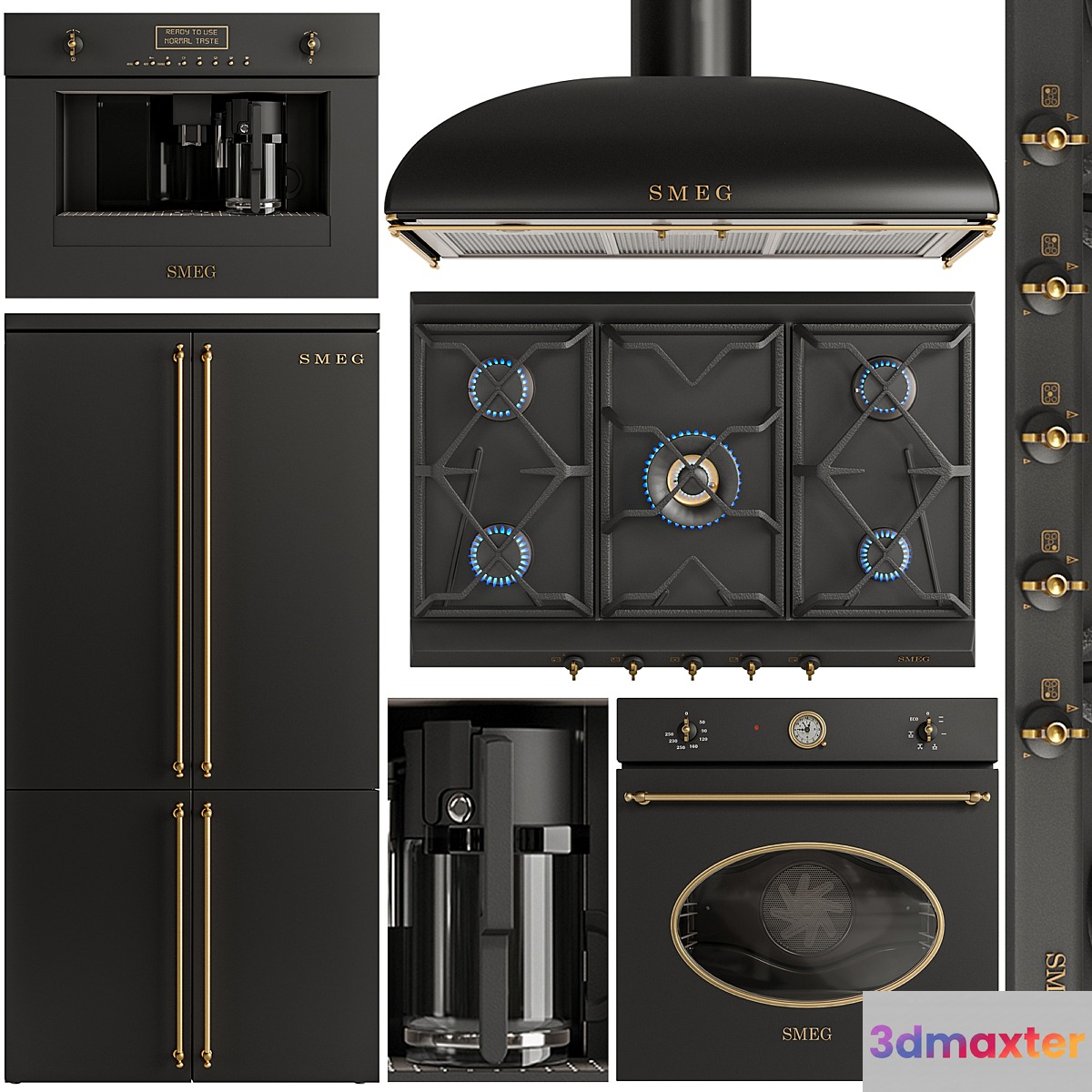 Smeg black appliance 3D Max