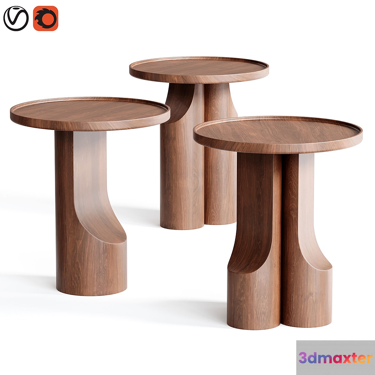 Stigido Solid Walnut Side Table 3D Max