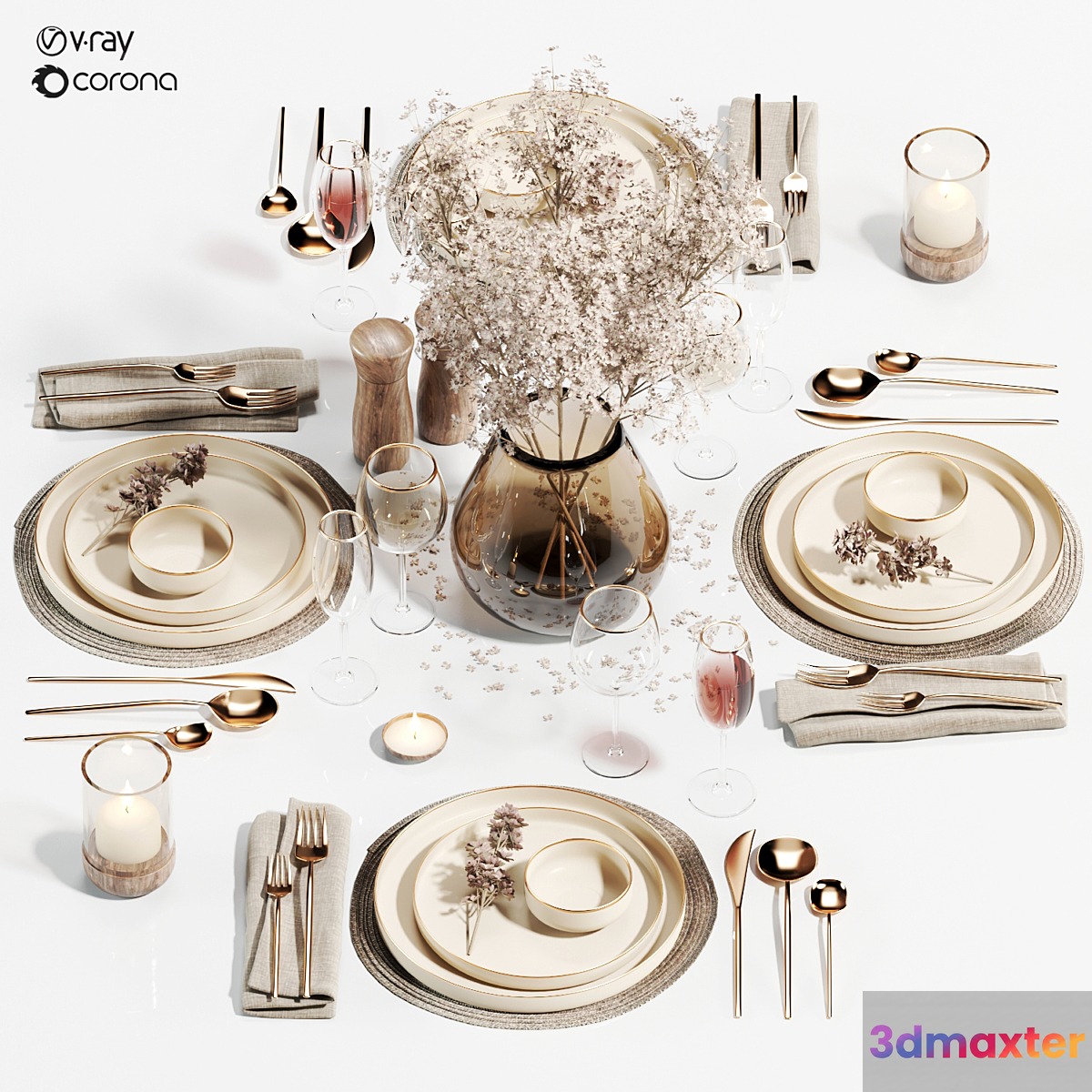 Tableware set01 3D Max