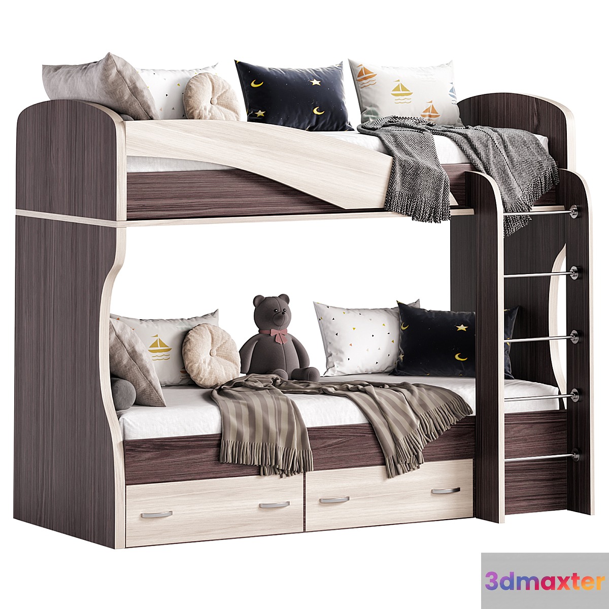 Bunk bed Wenge Milk Oak 3D Max