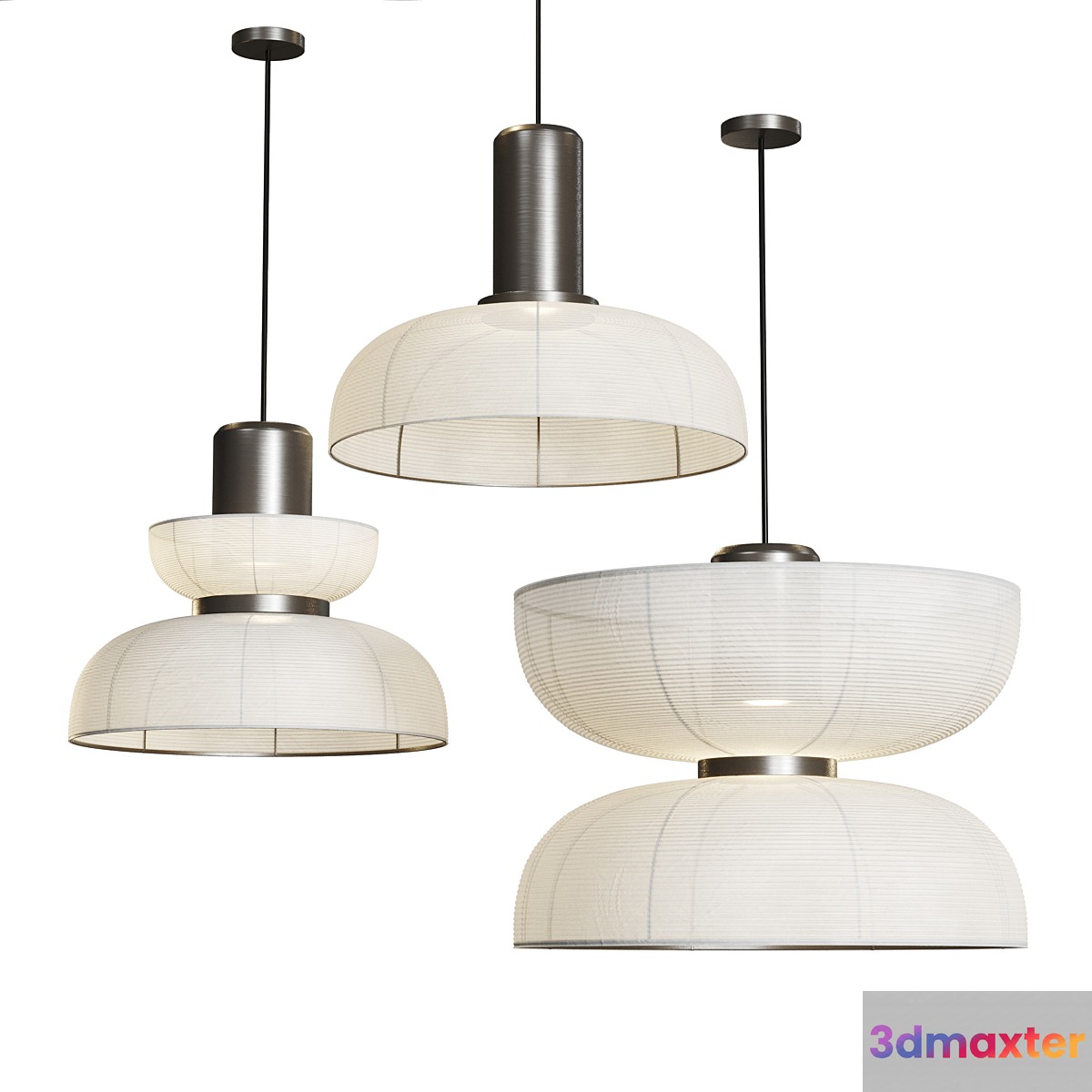 Japanese Wabi-Sabi Fabric Pendant Lights style AD 3D Max