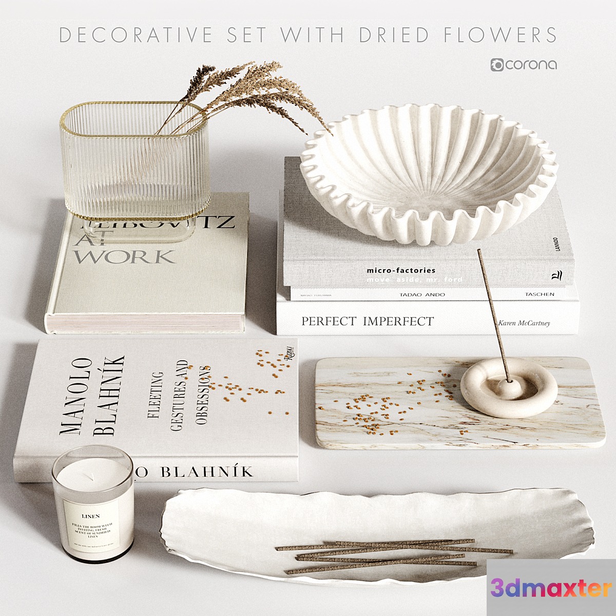 Decorative Set with Dried Flowers 3D Max
