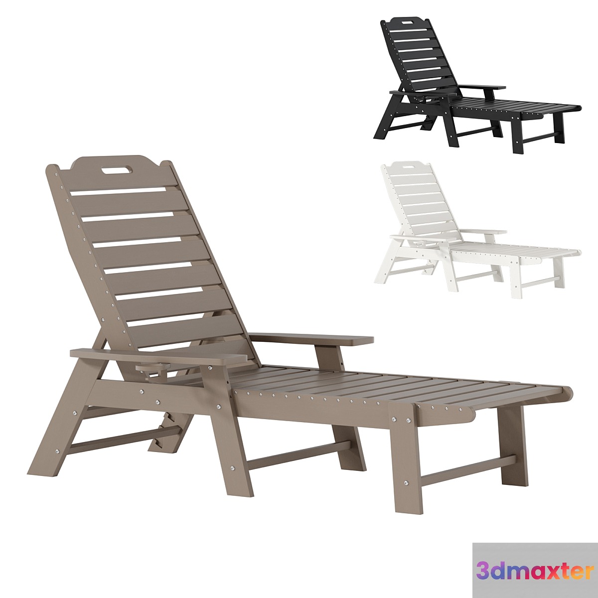 adjustable all-weather adirondack lounger with cup holder - No.2 3D Max