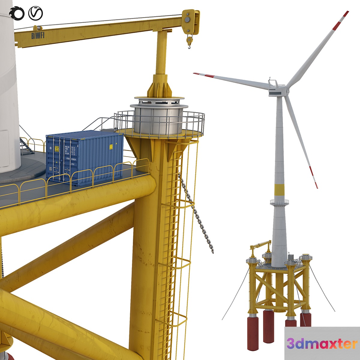 Wind generator industrial marine 3D Max