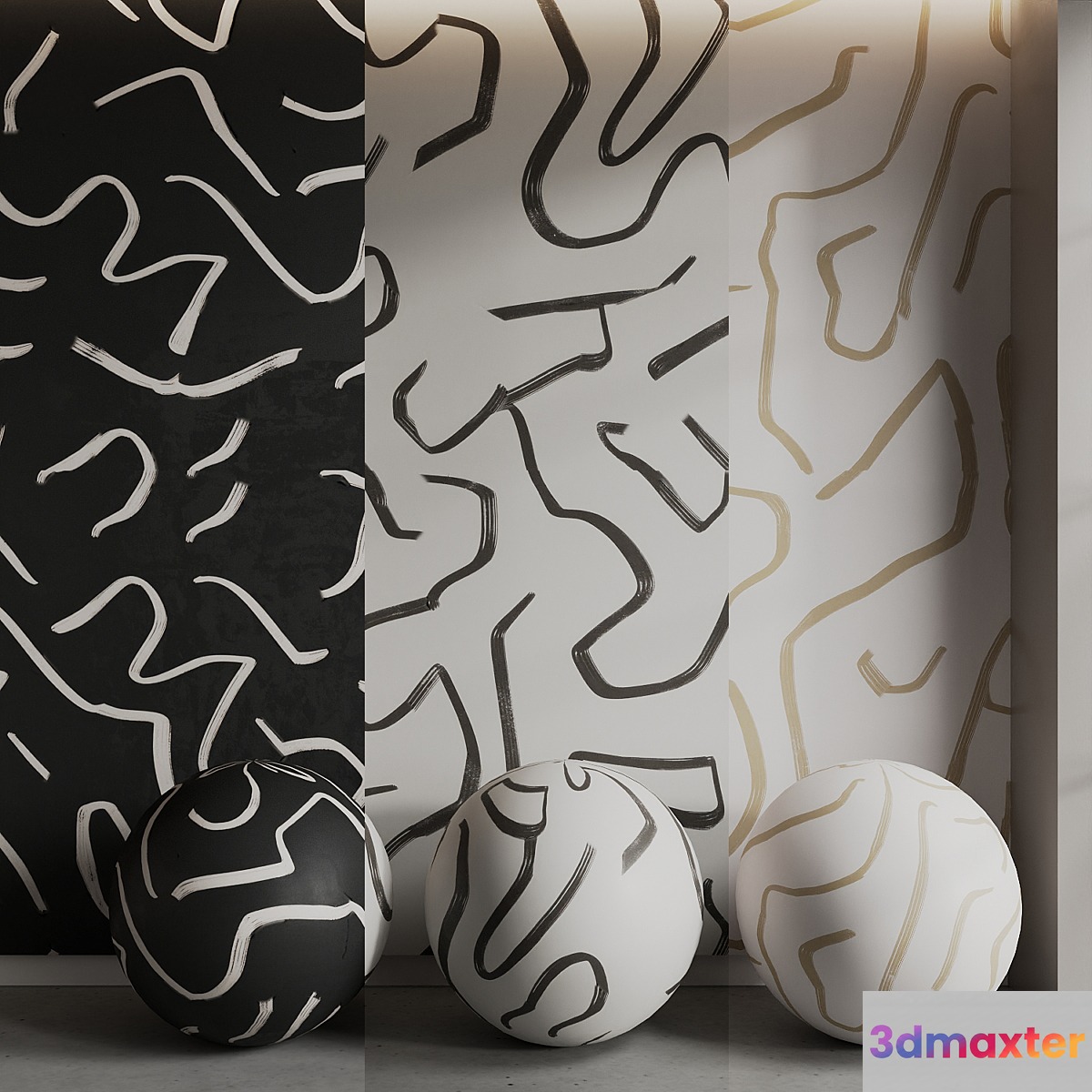 BELARTESTUDIO Murals Seamless set Artistic Lines 3D Max