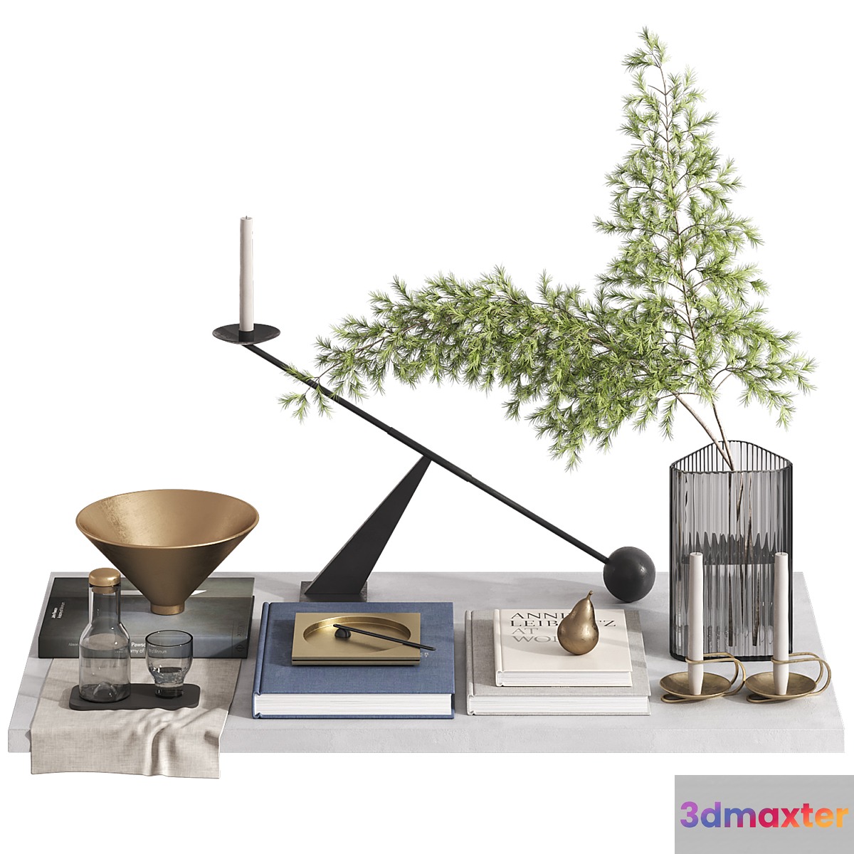 Decorative set by MENU SPACE with pine branches 3D Max