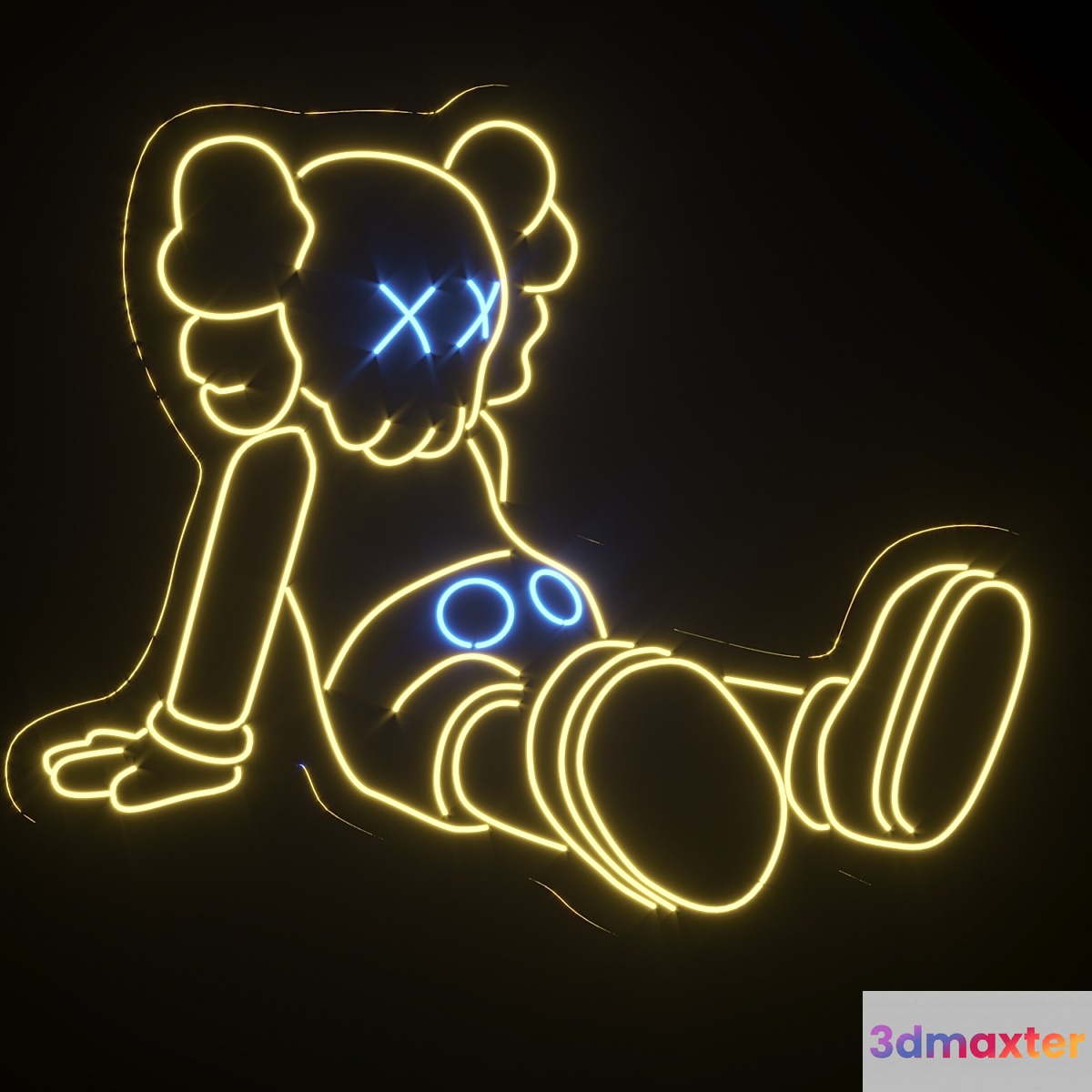decorative lamp made of flexible neon KAWS 3D Max