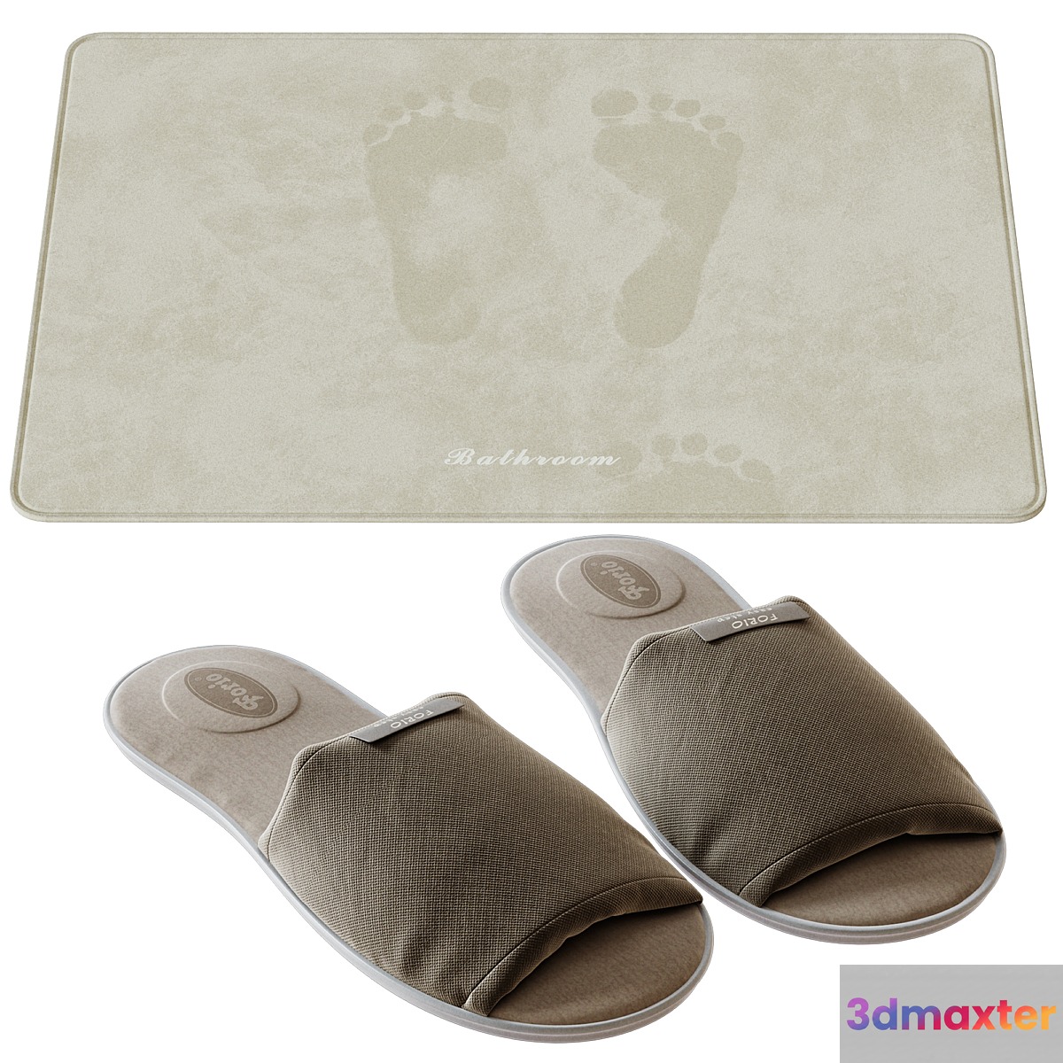 Slippers and bath mat 3D Max