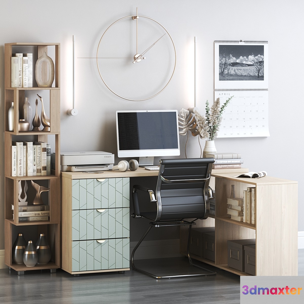 Workstation with corner desk Monblan 3D Max
