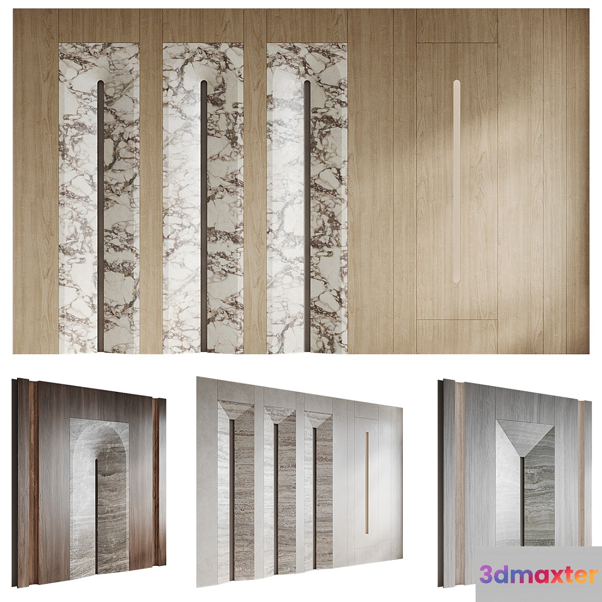 Set of Cone wall panels 3D Max