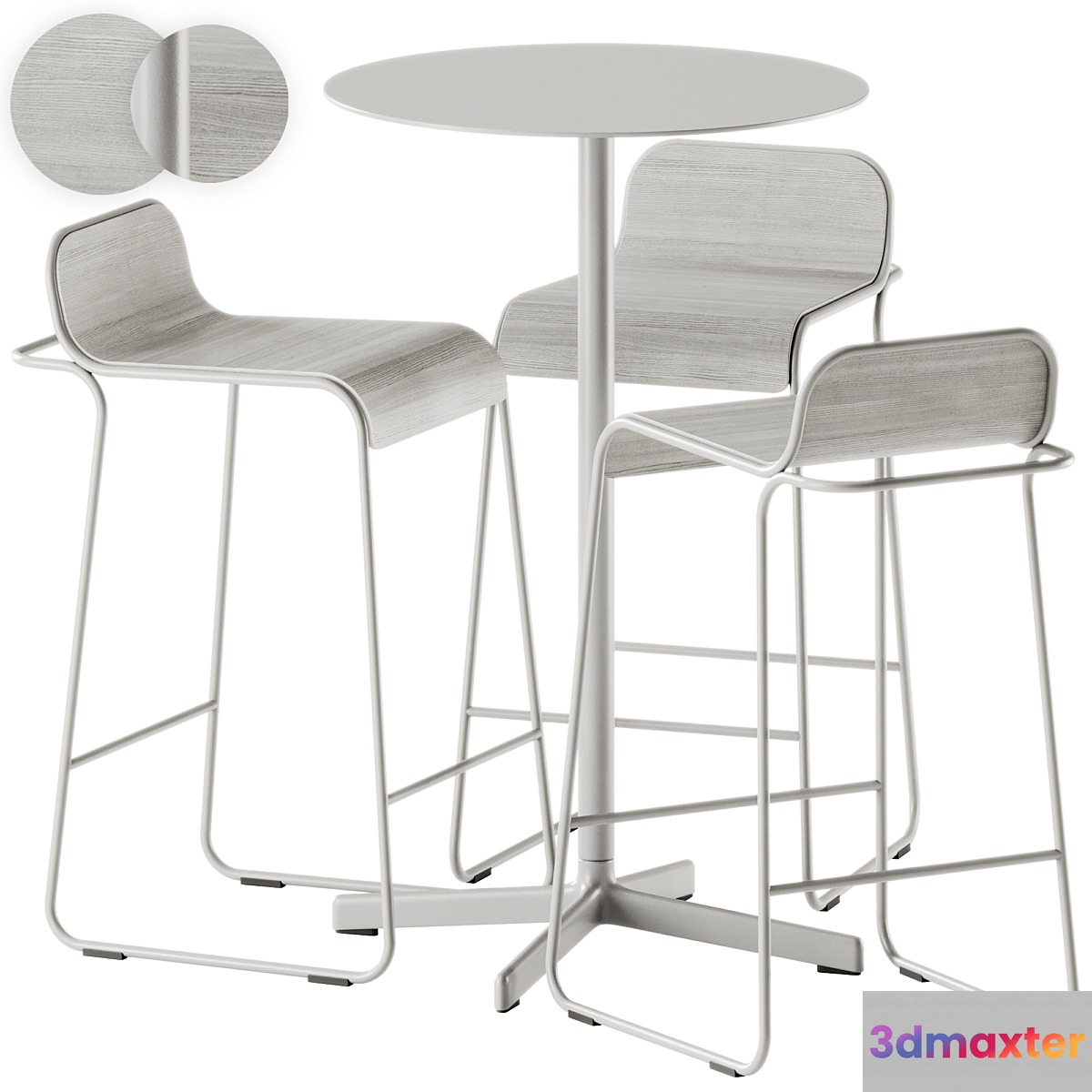 Neu Round Table High by Hay and Flow Aluminum Stool by True Design 3D Max
