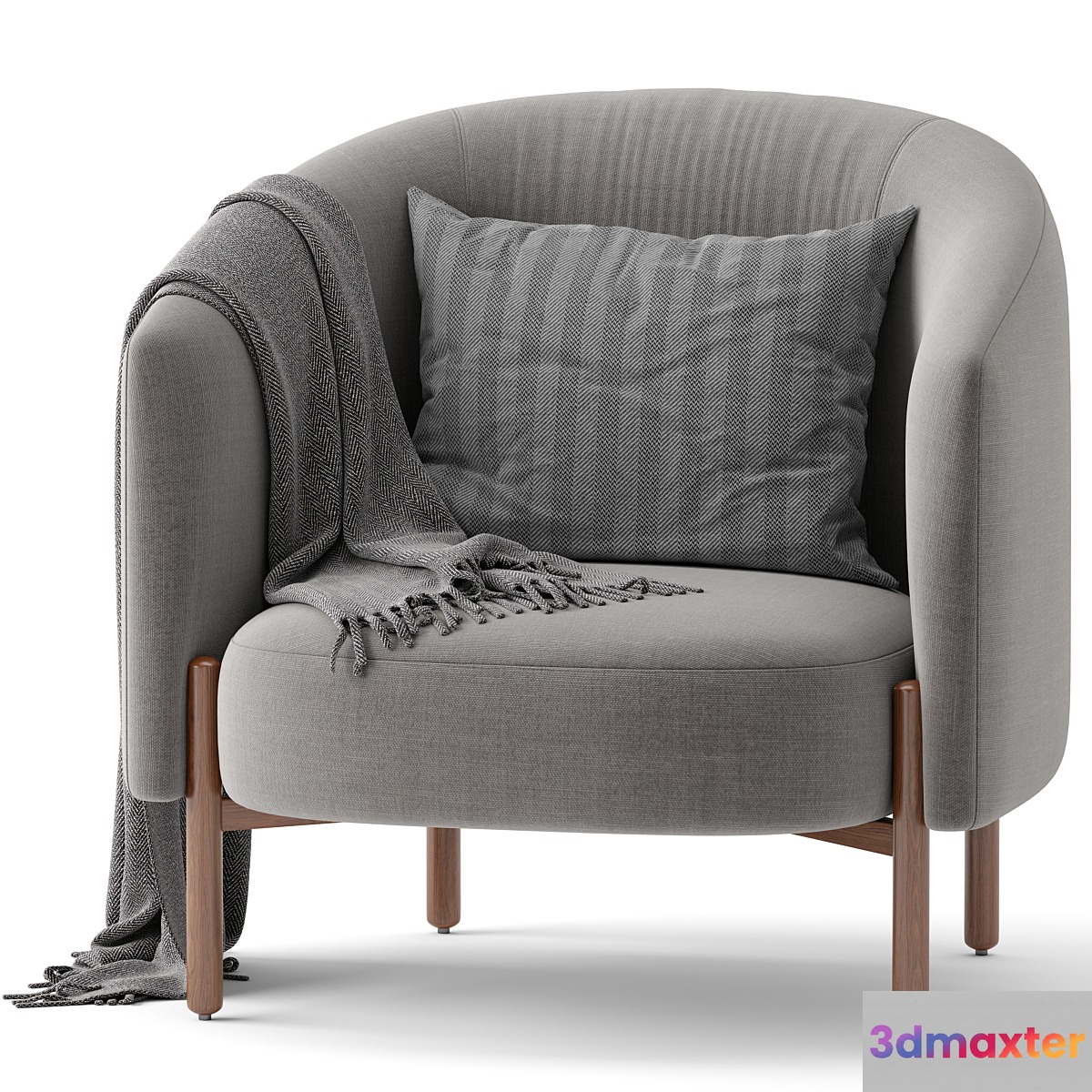 Westelm_Oak Column Leg Chair 3D Max