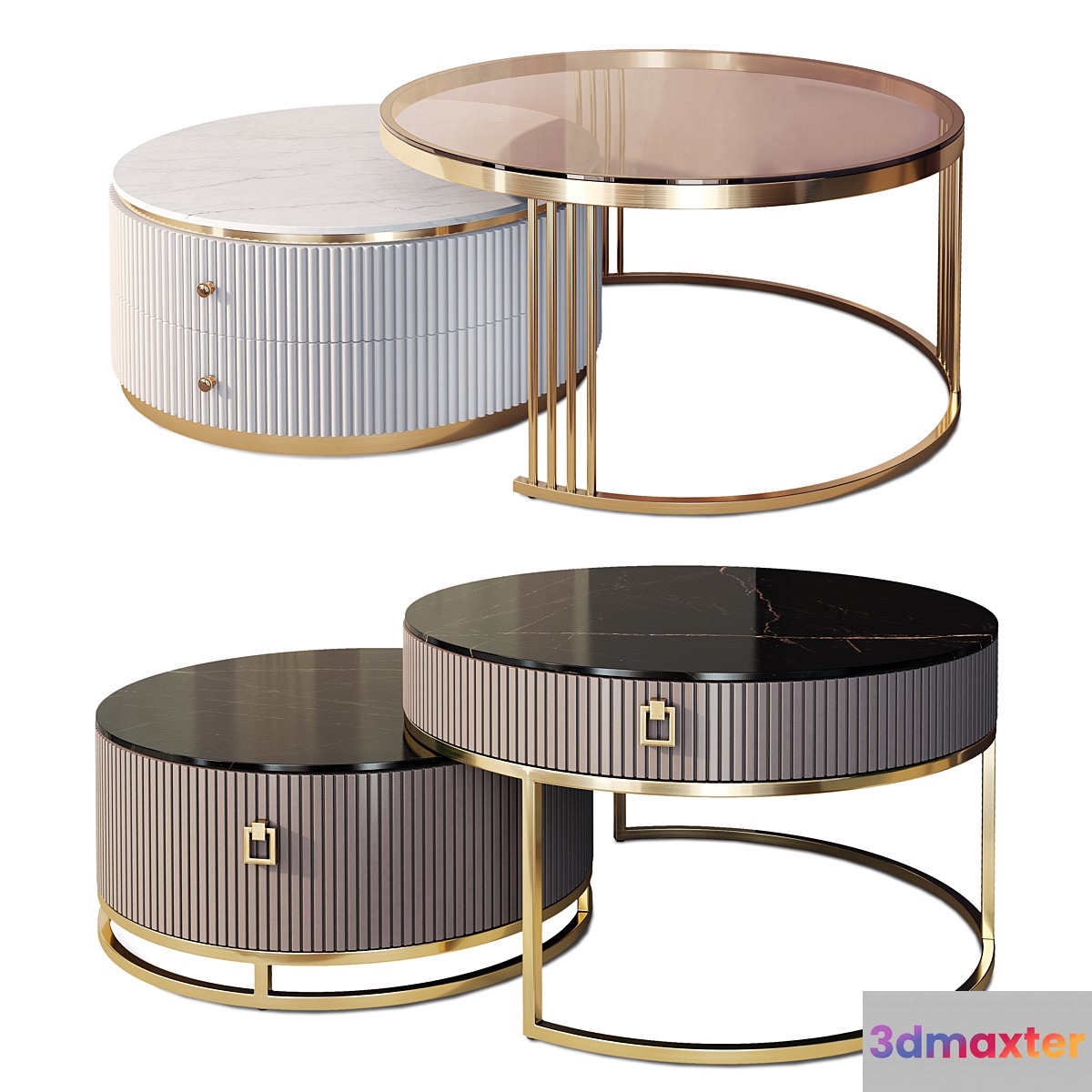 Round coffee table Art Deco Decor Diva 3D Max