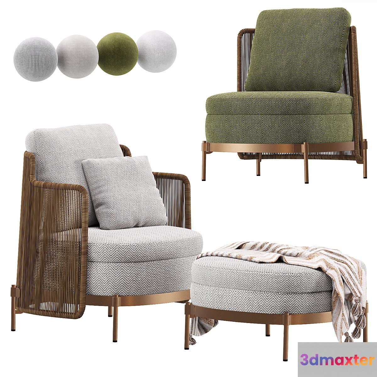 Tape Cord Armchair Outdoor by Minotti 3D Max
