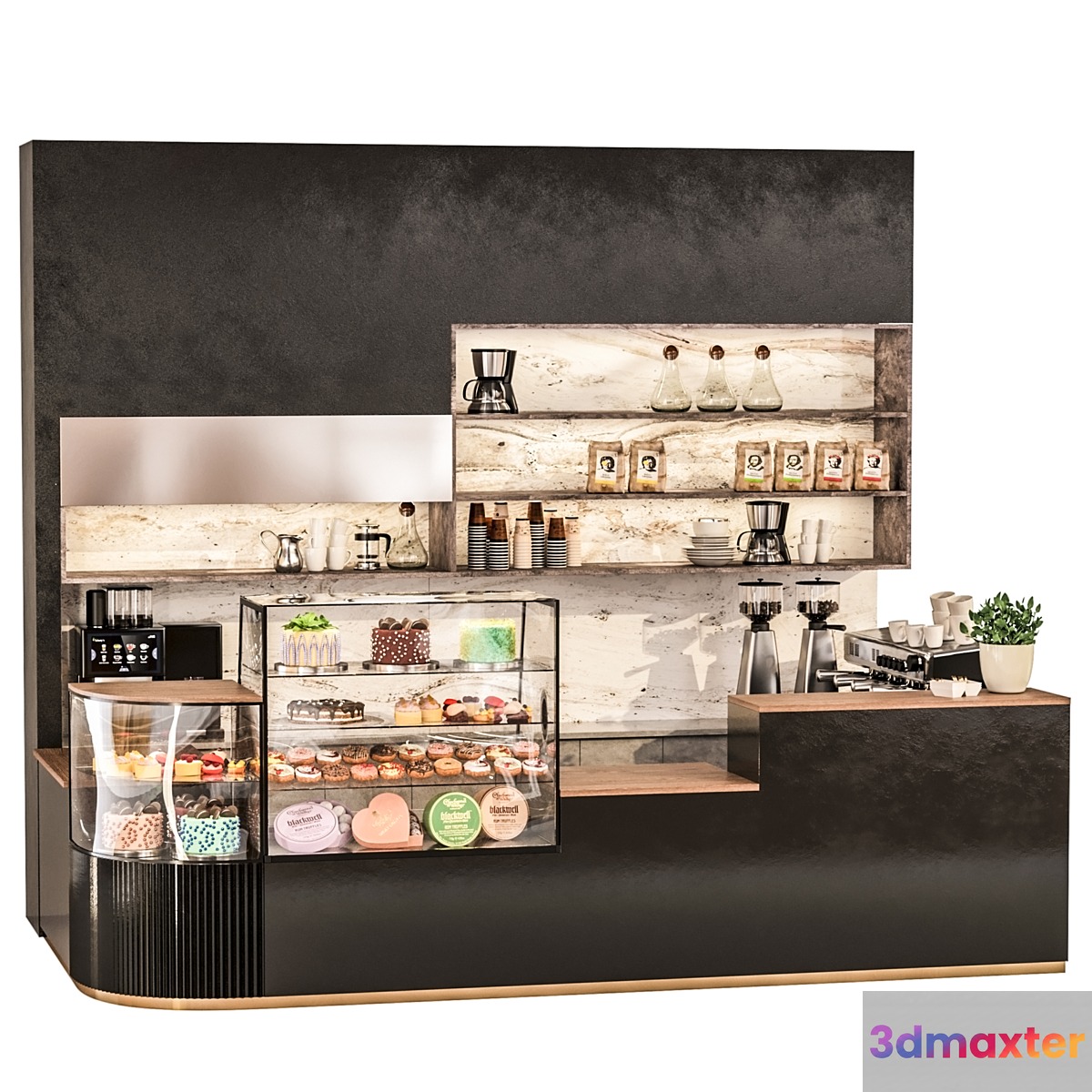 Coffee house with desserts 3D Max