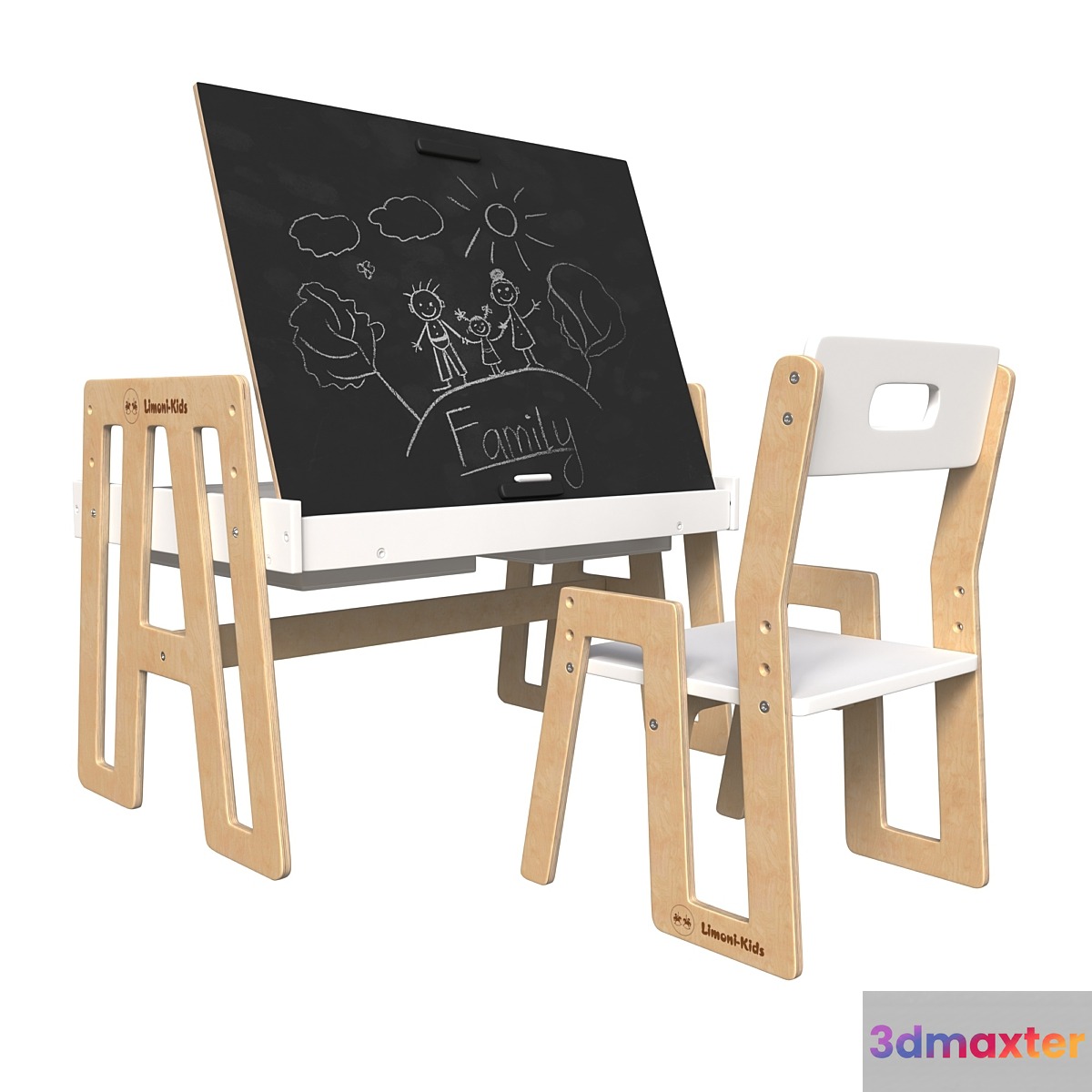 Growing furniture set: children's table and chair Rastishka Limoni Kids 3D Max