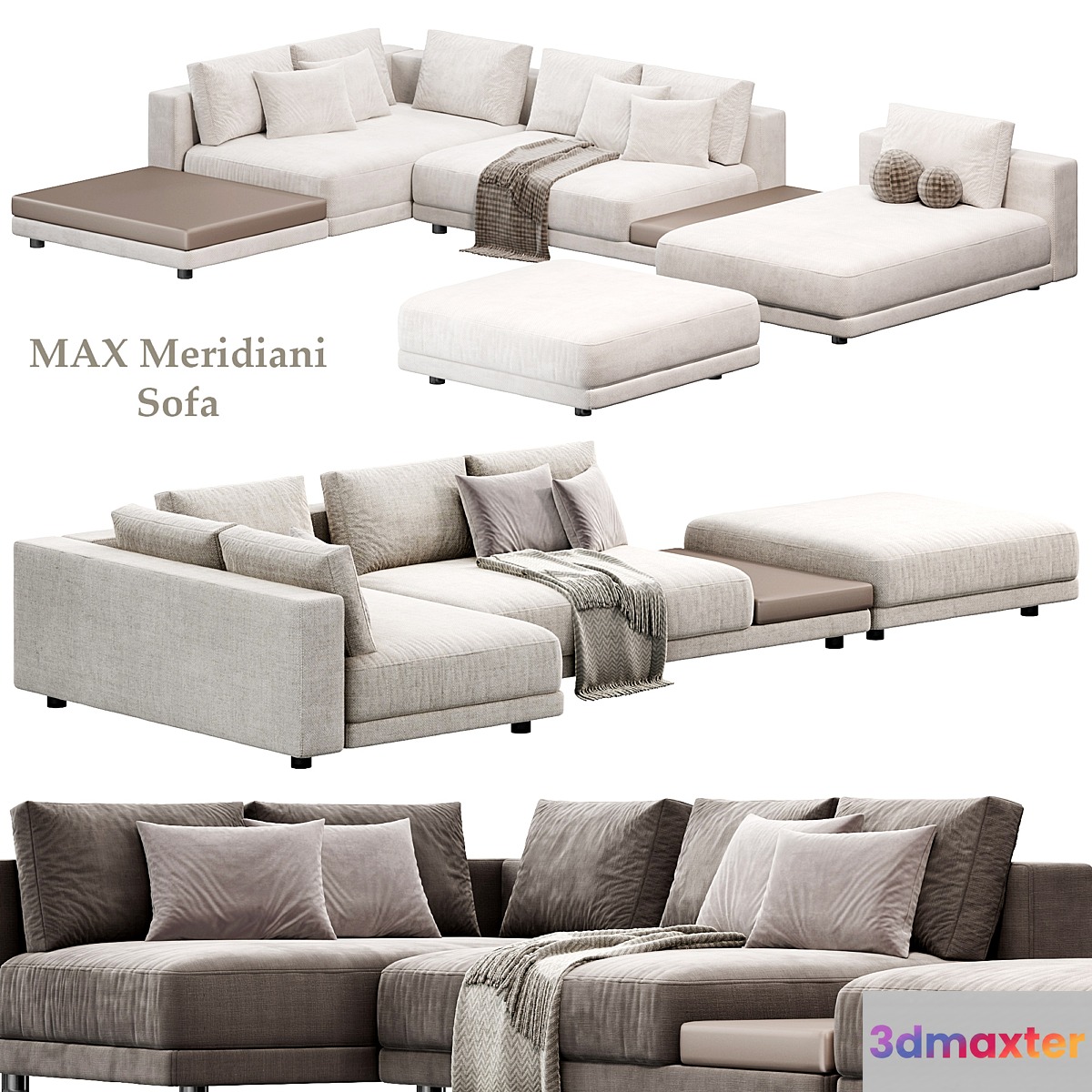 MAX Sectional Modular Fabric Sofa by Meridiani 3D Max