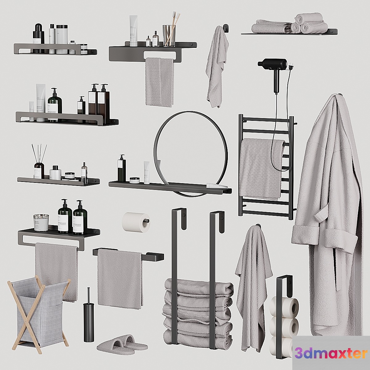 Bathroom and toilet accessories set 3D Max