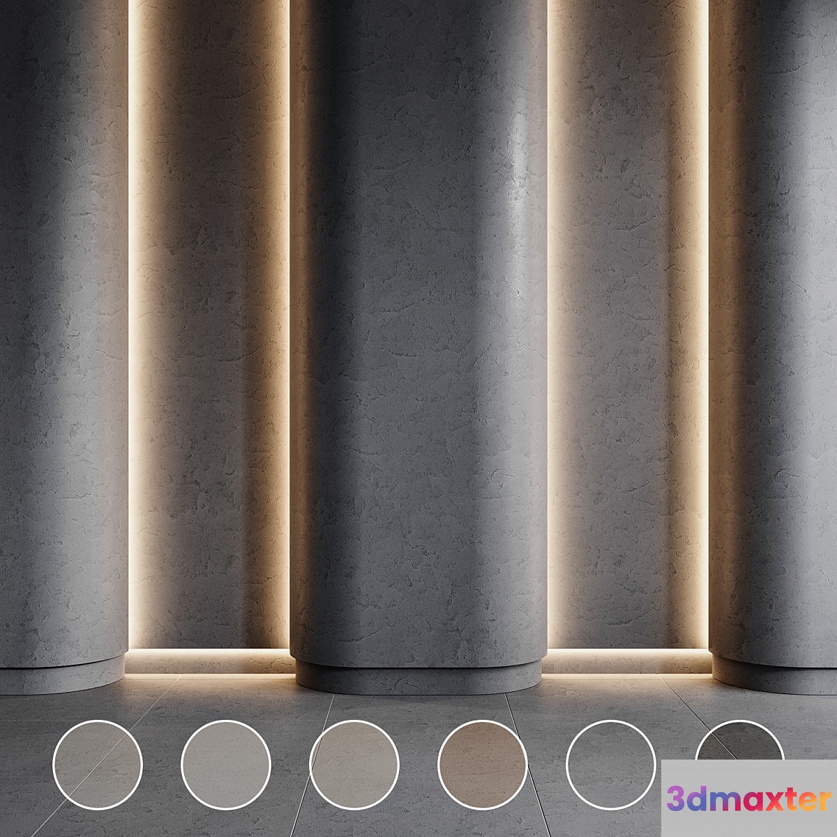 concrete set | decorative plaster | 2 3D Max