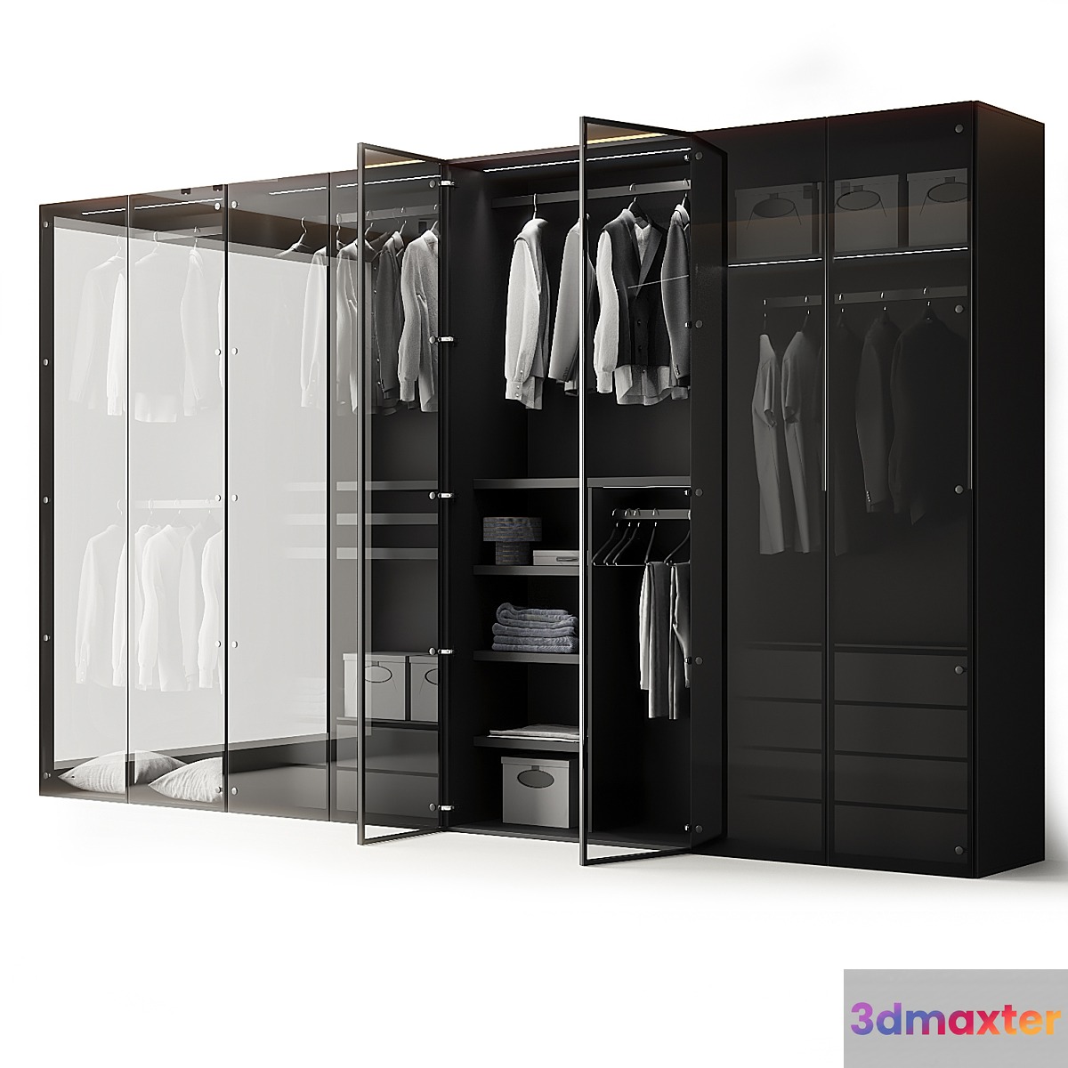 Modern Aluminum Glass Door Wardrobe - No.2 3D Max