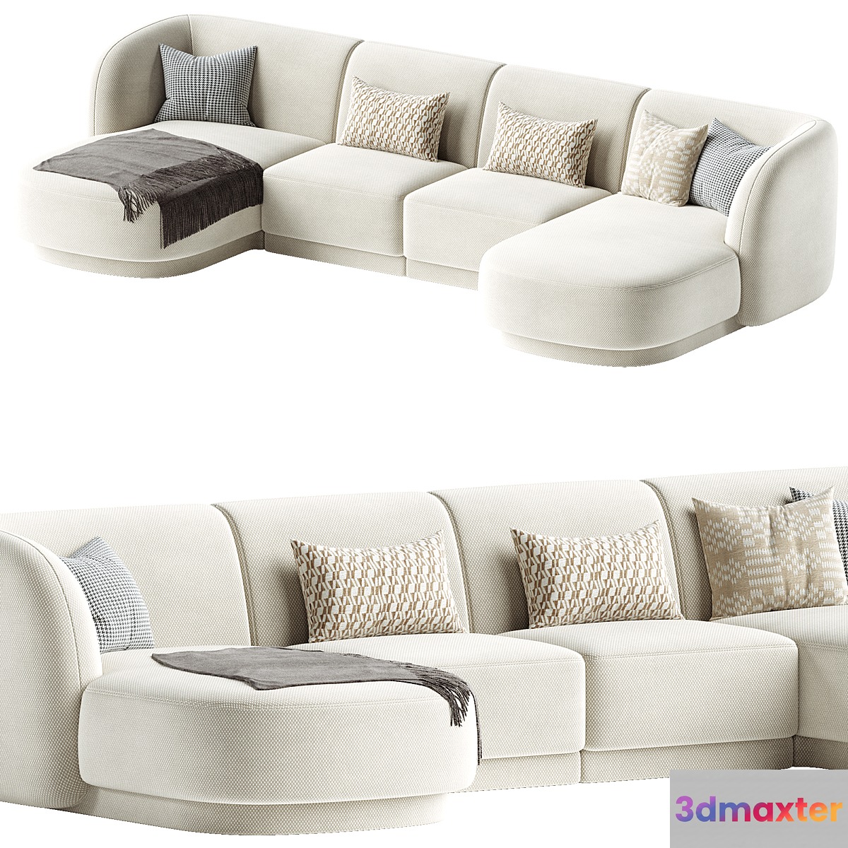 5-seater sofa Miley velvet 3D Max
