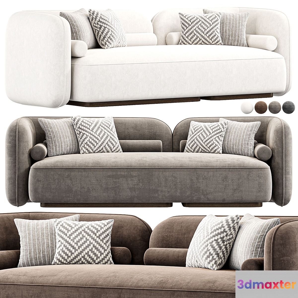Scandinavian Style Velvet Sofa 3D Max