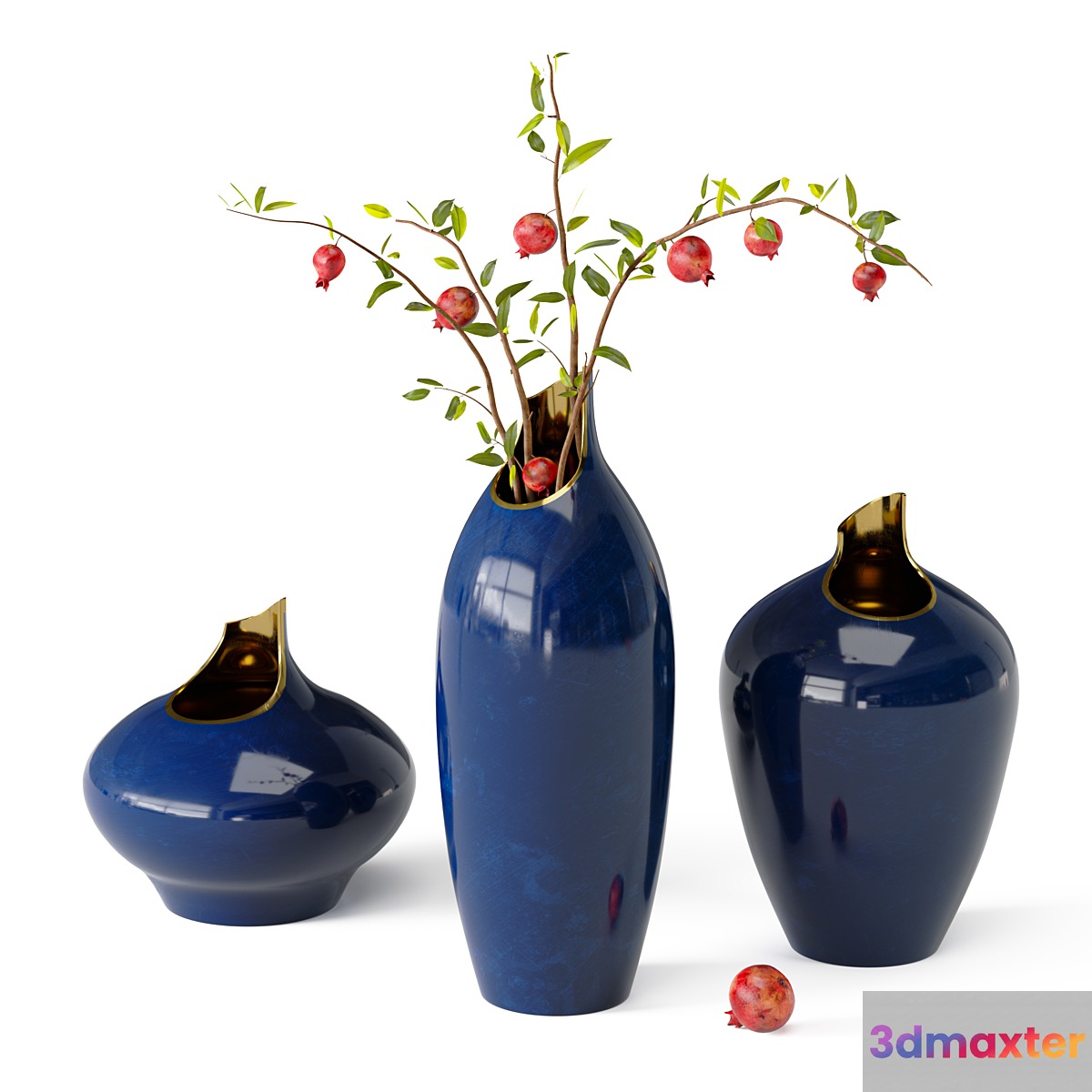 Artipieces Akia vase set with pomegranate branches