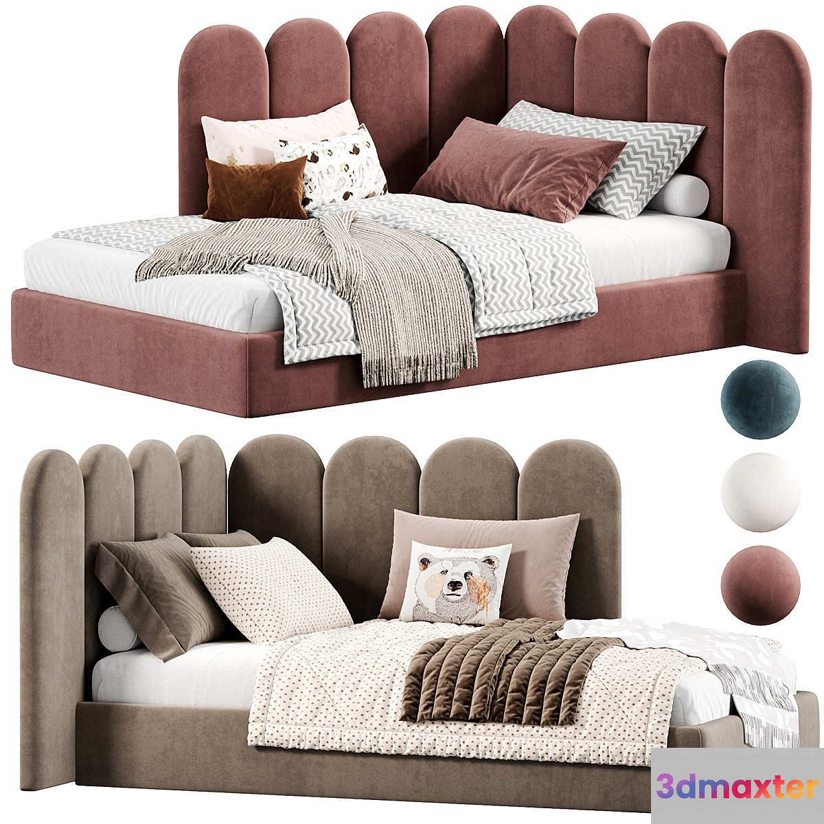Soft Panels 3D Kids Bed by Livemaster 3D Max