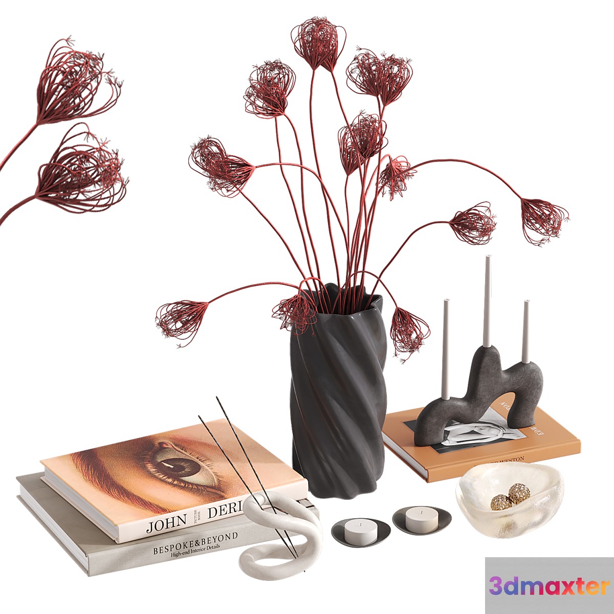 Decorative set with Pink Queen Anne's Lace