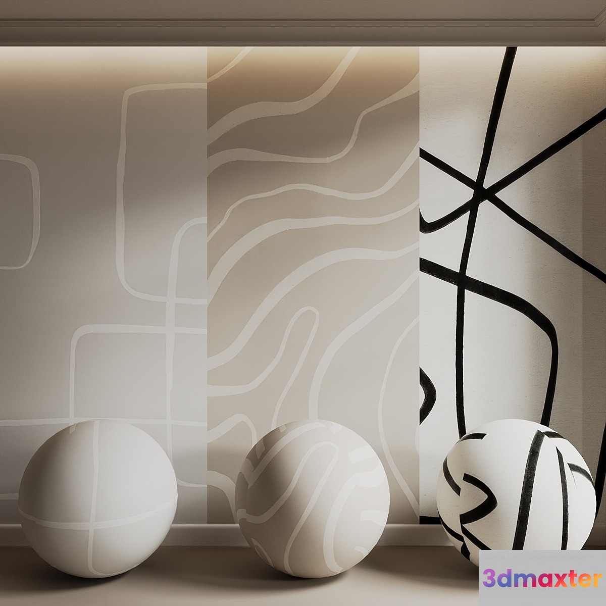 Neutral Abstract Wallpaper Set - No.2 3D Max