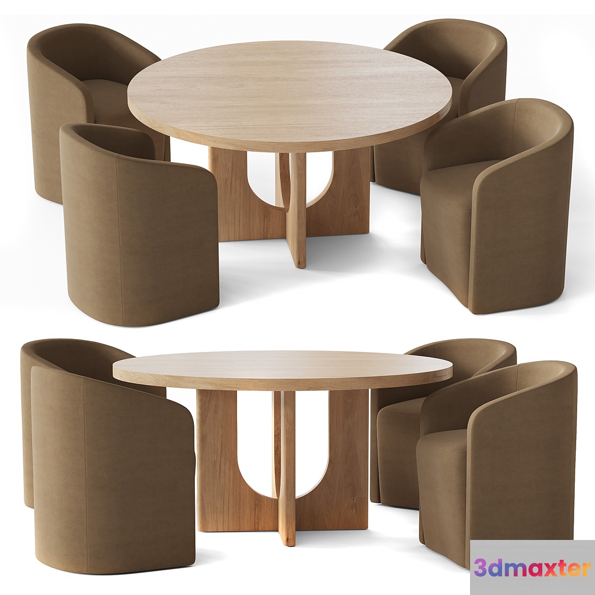 Rh Breton Round Dining Table - No.2 3D Max