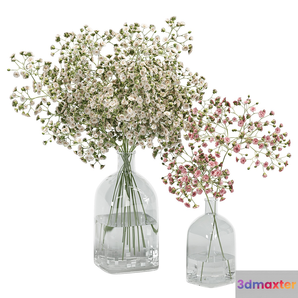 Flowers Bouquet In Glass Vase _ 02 3D Max