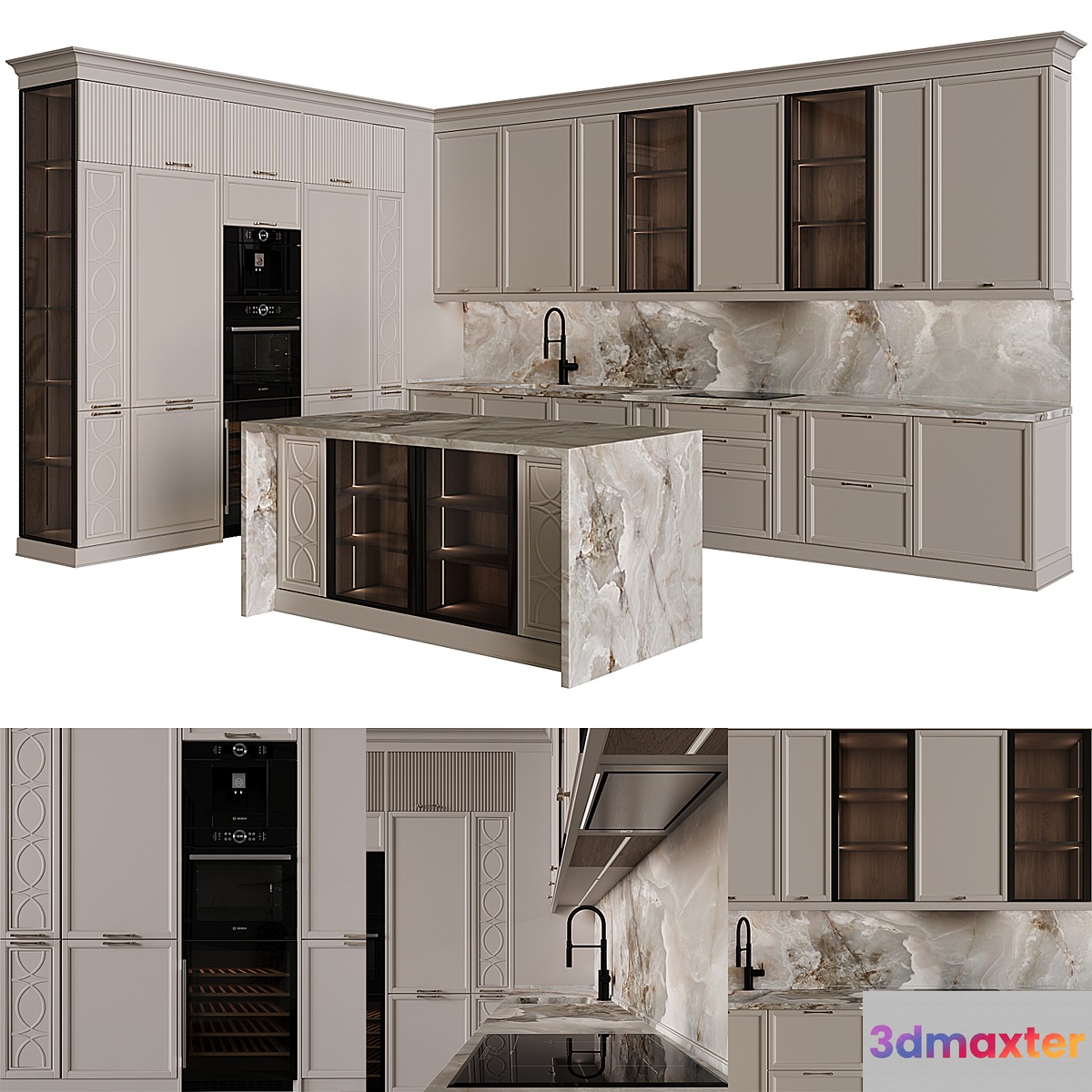 Neoclassical kitchen 40 3D Max