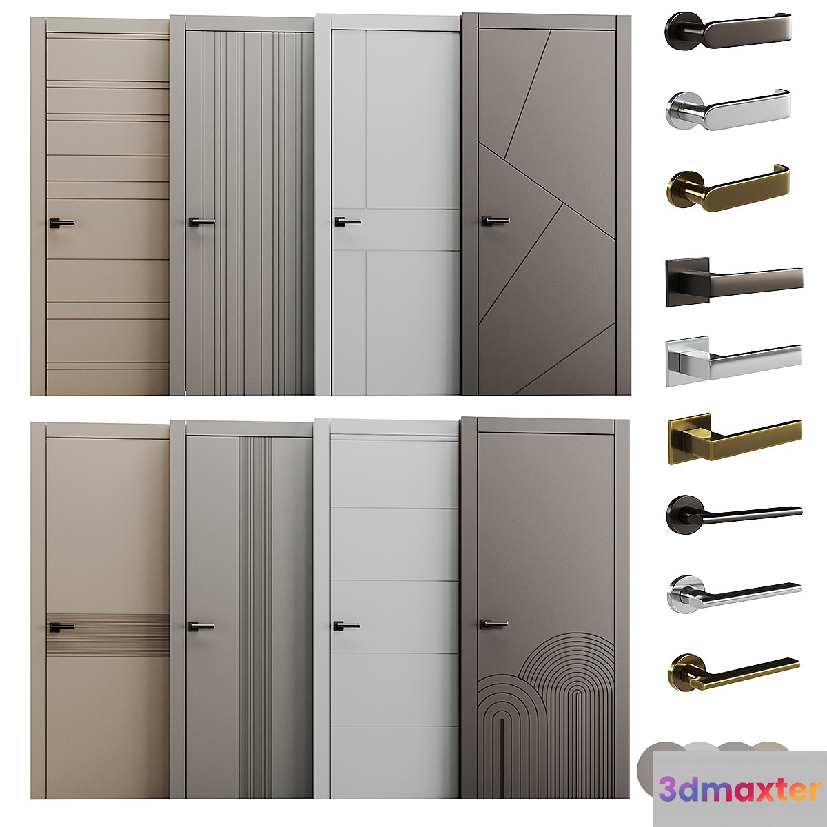 Set of interior doors LINEA. 3D Max