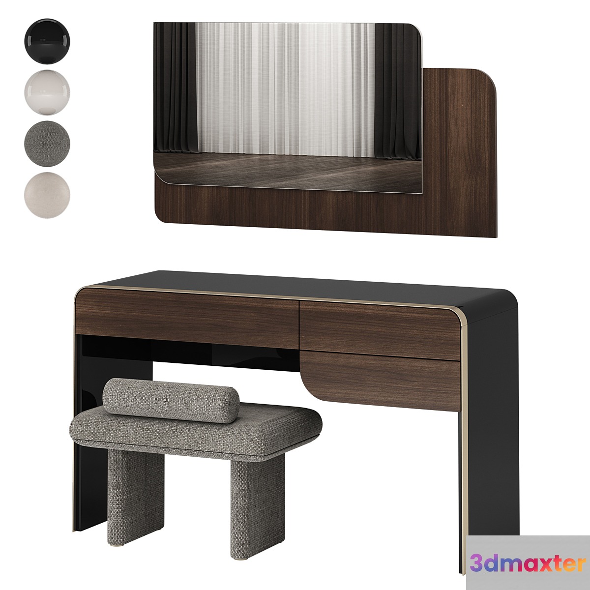 Turri SOUL Dressing Table with ZERO Pouf 3D Max