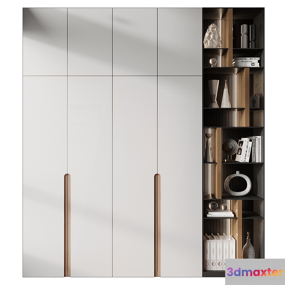 Modern luxury wooden bookshelf GHS-2406 3D Max