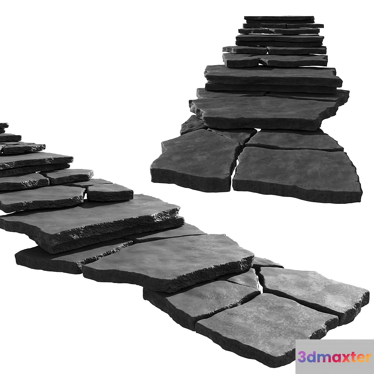 Slate staircase 3D Max
