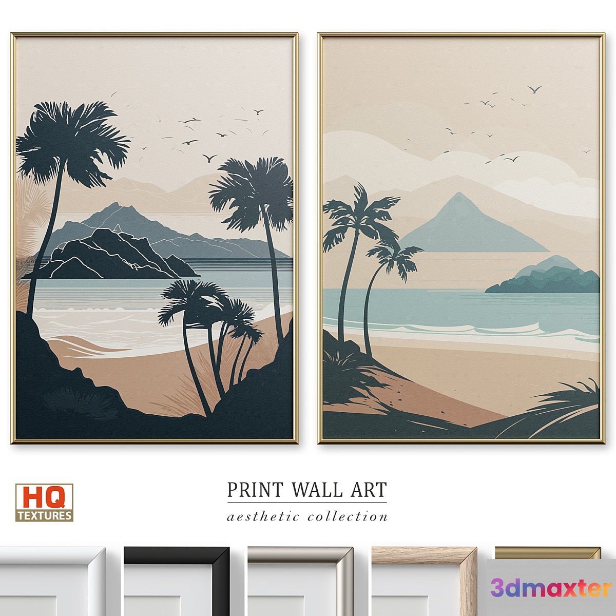 Peaceful Beach Travel Poster Wall Art P-642