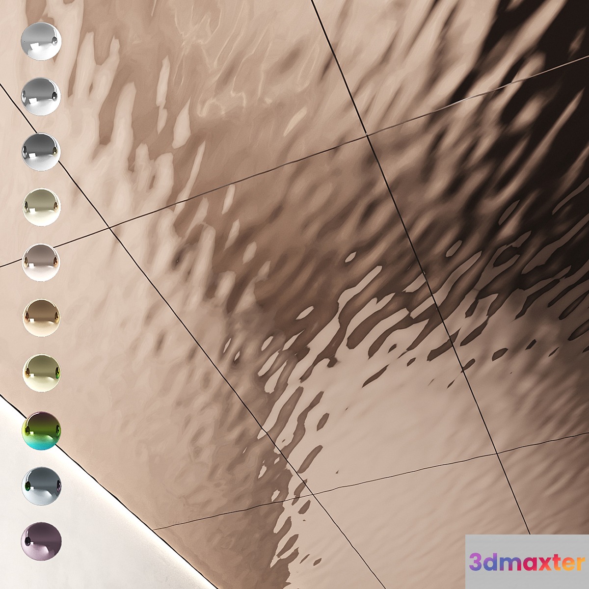 Decorative steel sheets with waves 02 3D Max