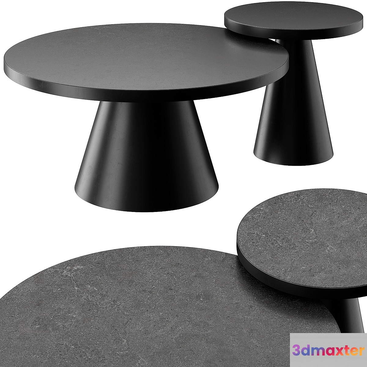 SALONTAFEL LEEDS ROND - ZWART KERAMIEK COFFEE AND SIDE TABLE