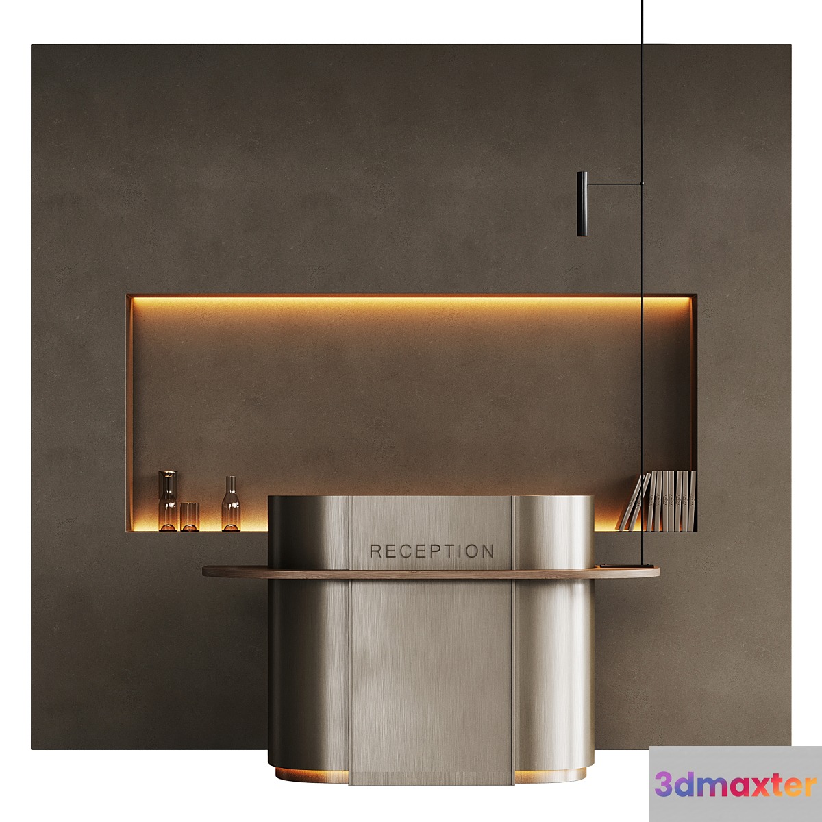 Small minimalistic reception desk in metal 2 3D Max
