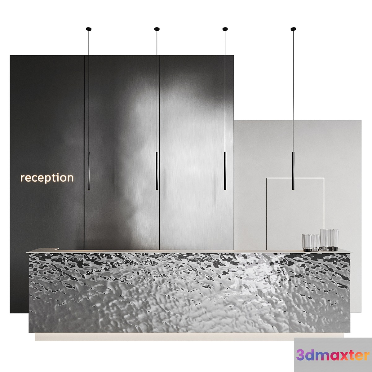metal water reception desk - No.2 3D Max