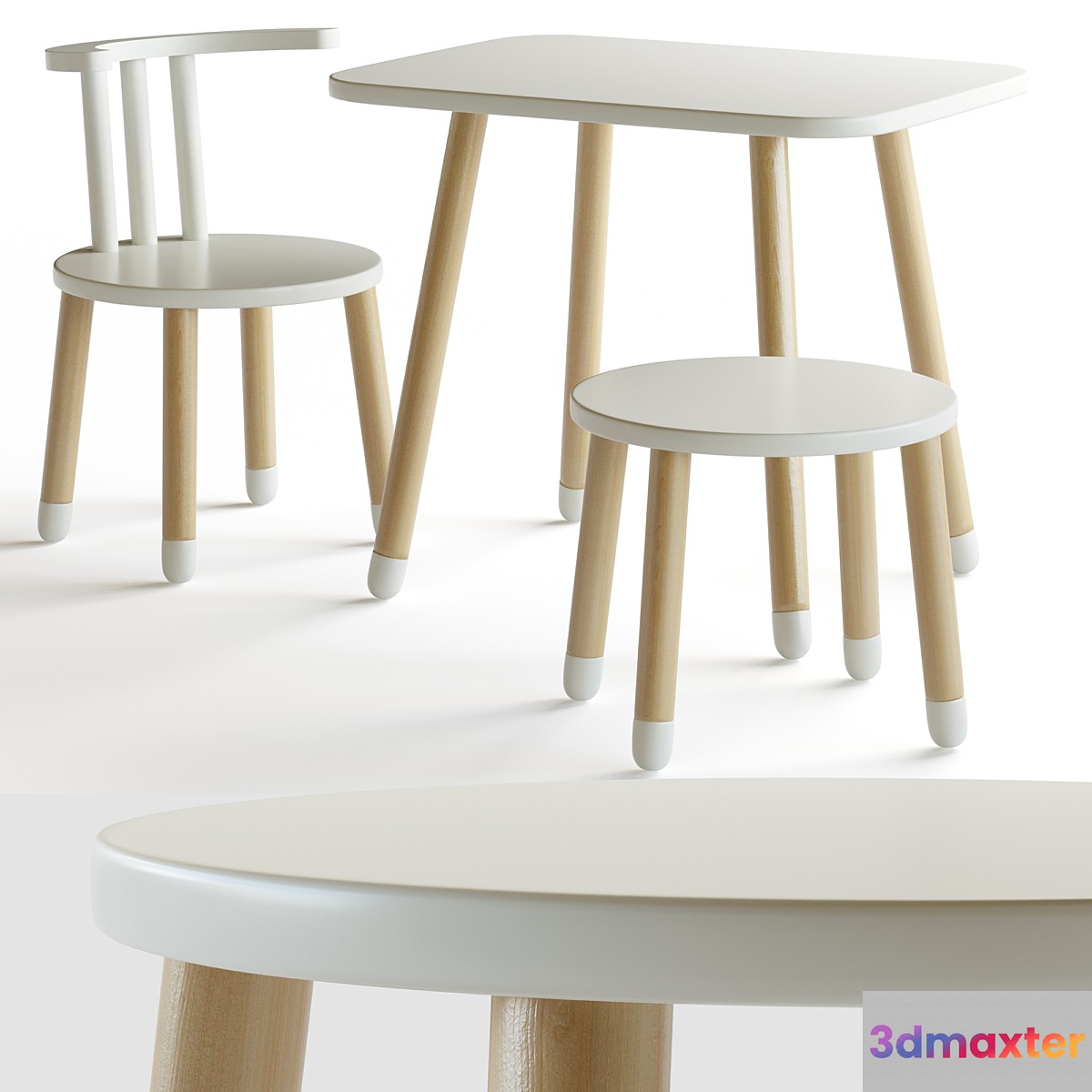 Table and chairs for the nursery 3D Max