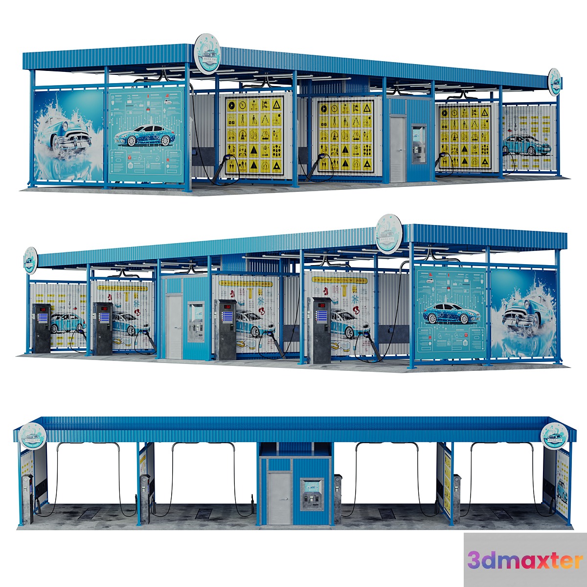 Self-service car wash 3D Max