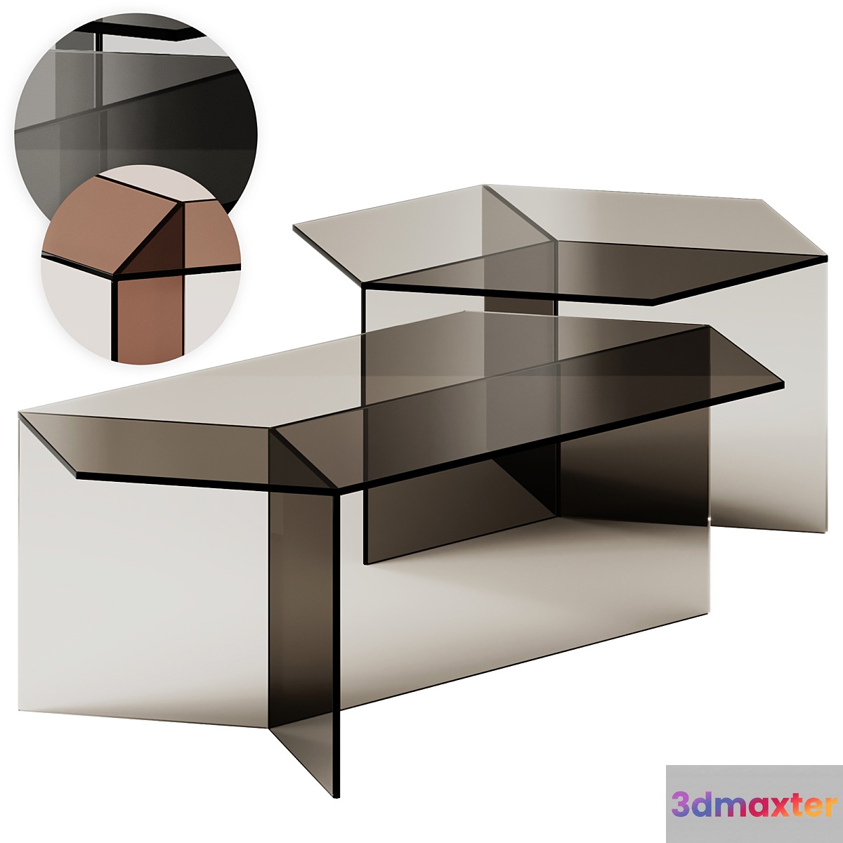 Glass Isom Oblong and Square Coffee Tables by Sebastian Scherer