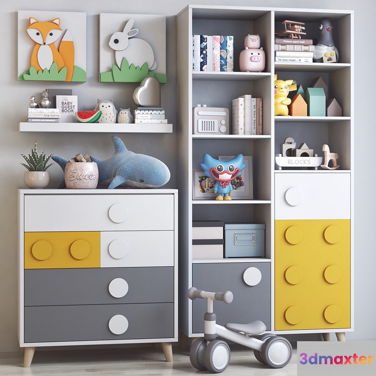 Childrens furniture Nils with toys 3D Max