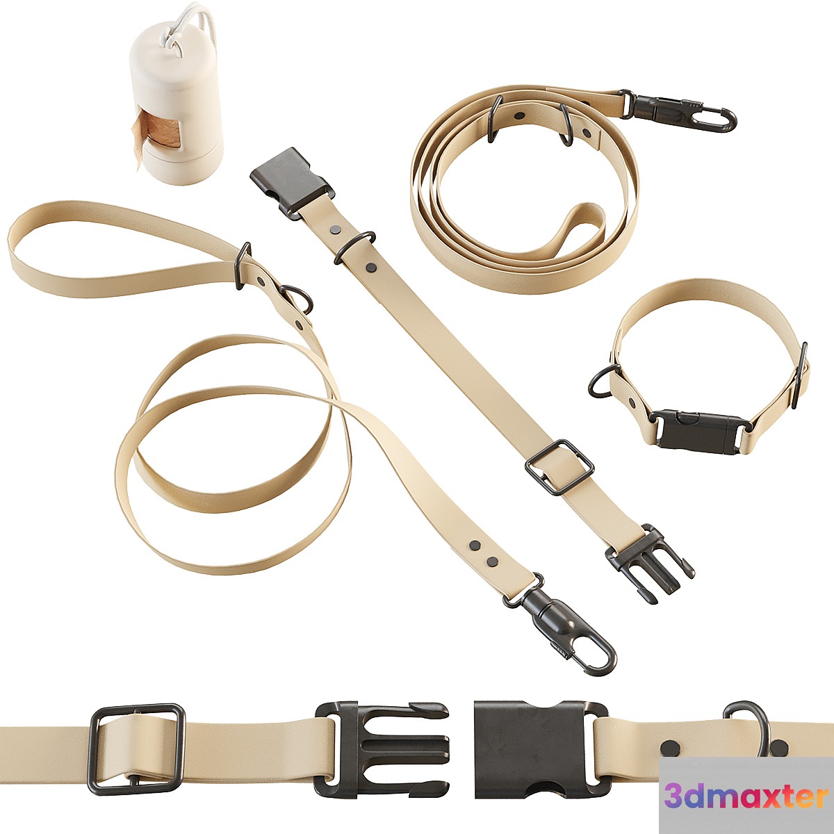 Collar and leash for dogs ammunition 3D Max