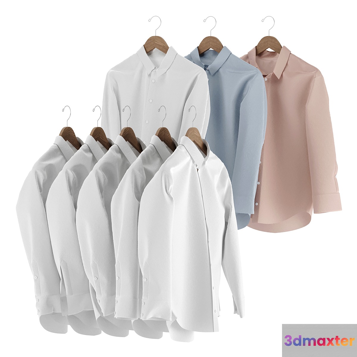 Set of men's shirts 3D Max