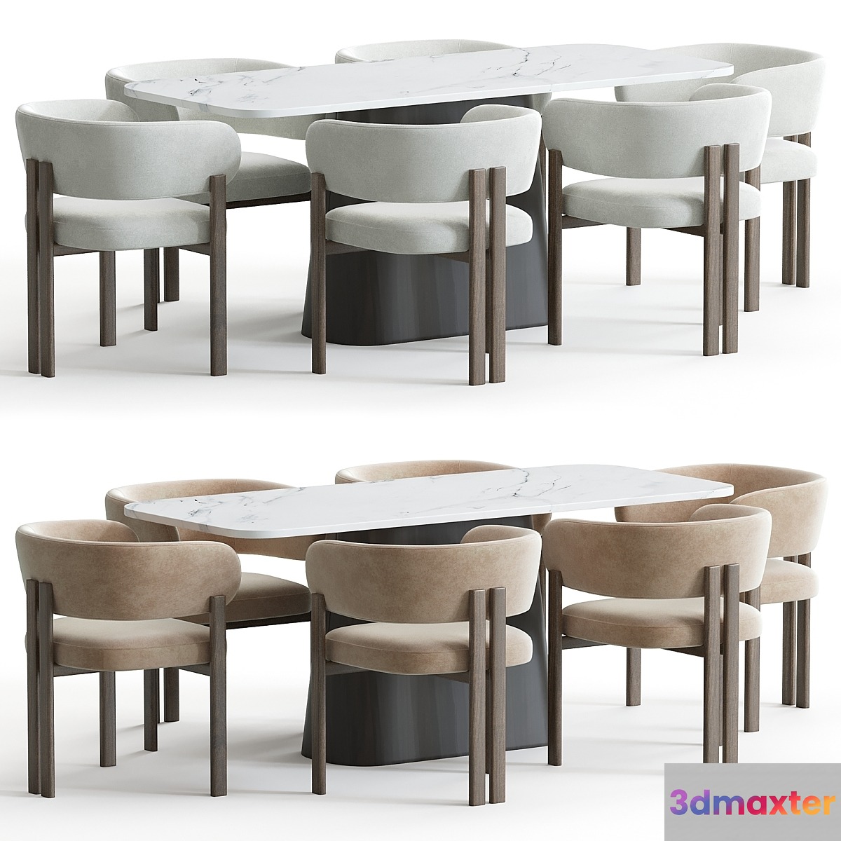 Bay wood chair and Calacatta table - No.2